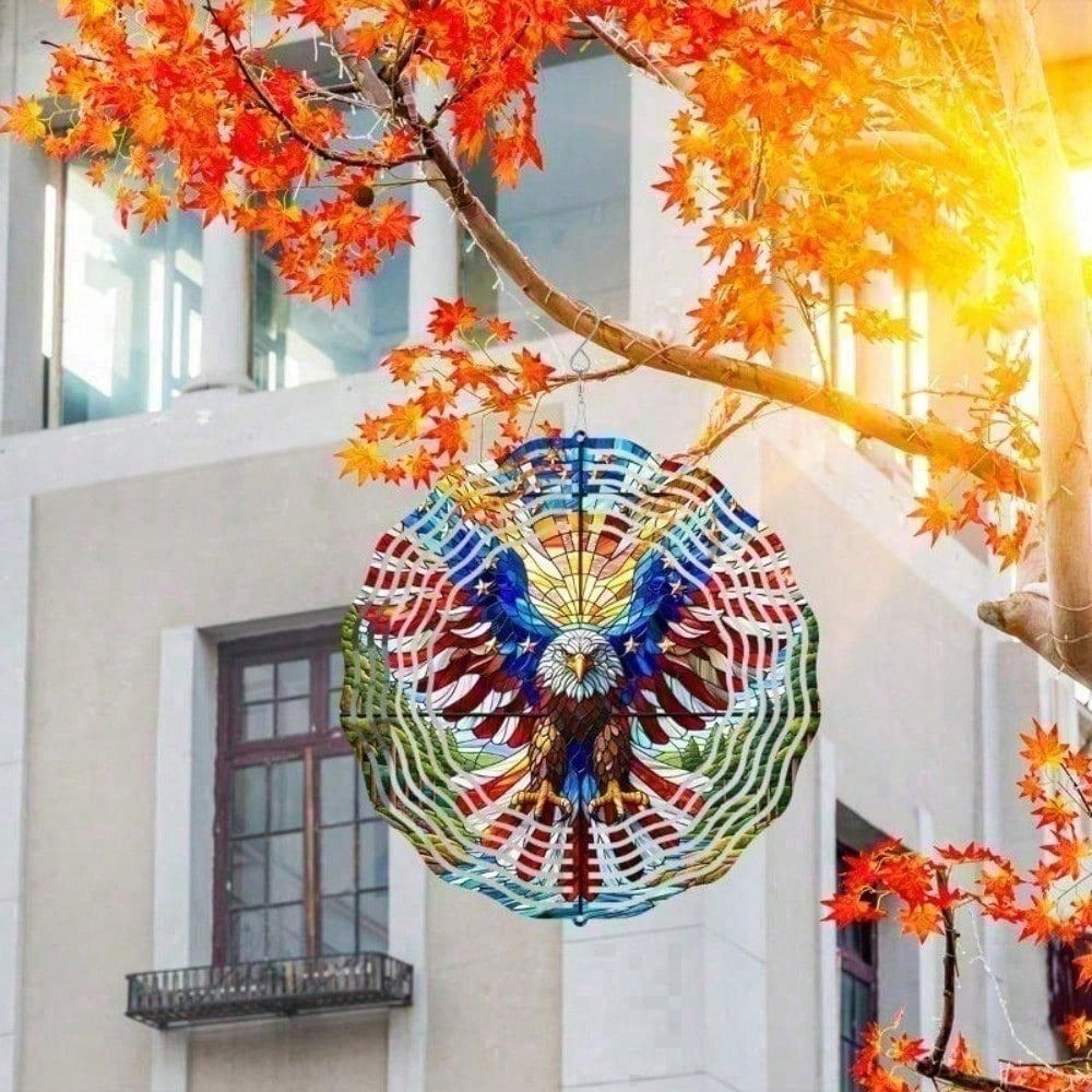 American Flag Wind Spinner - 3D Patriotic Eagle Garden Decor