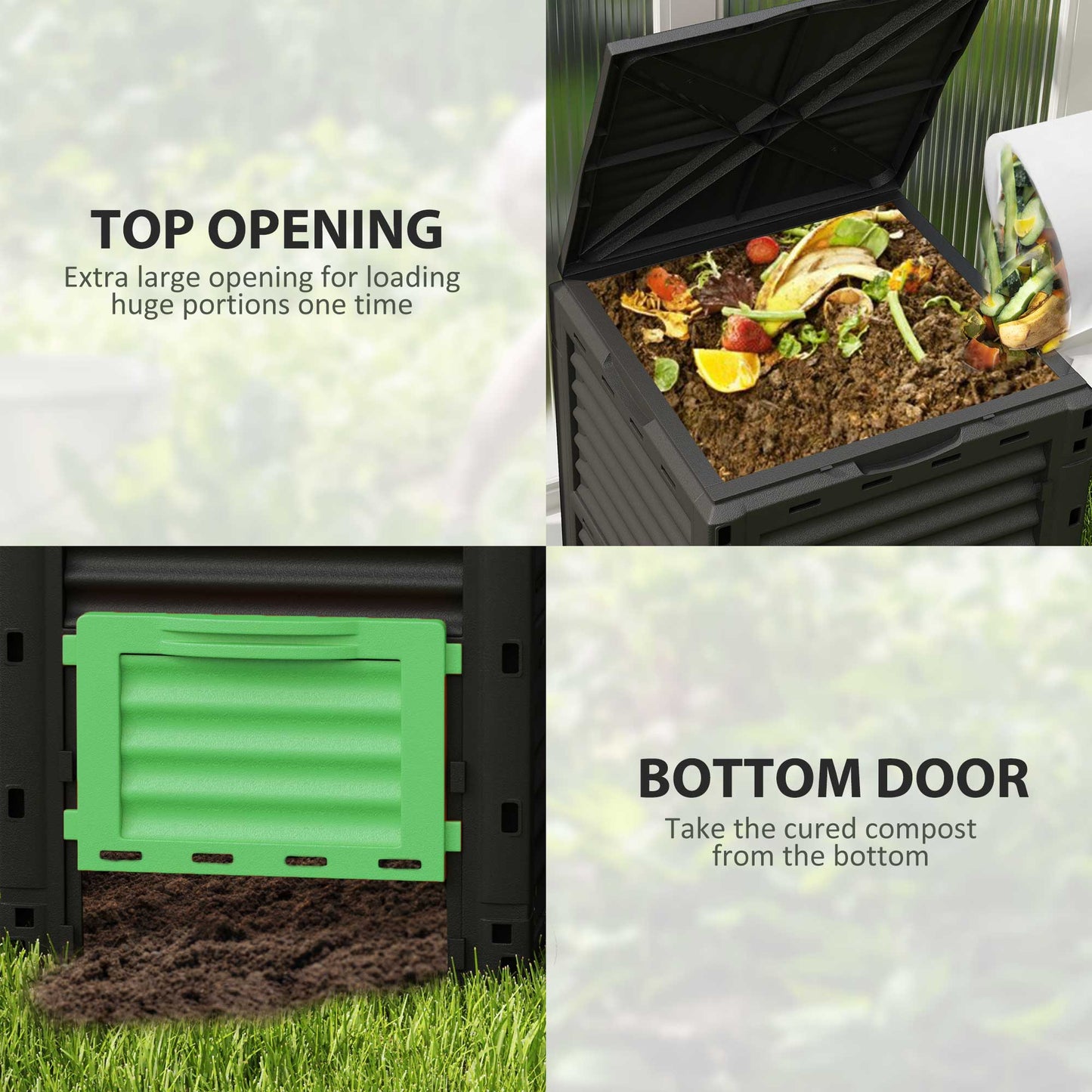 80 Gallon Garden Compost Bin - Large-Capacity Outdoor Composter