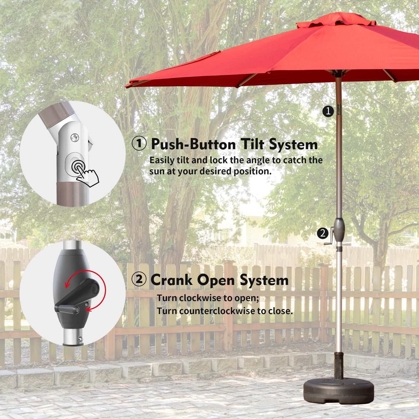 10ft Outdoor Patio Umbrella with Crank Tilt
