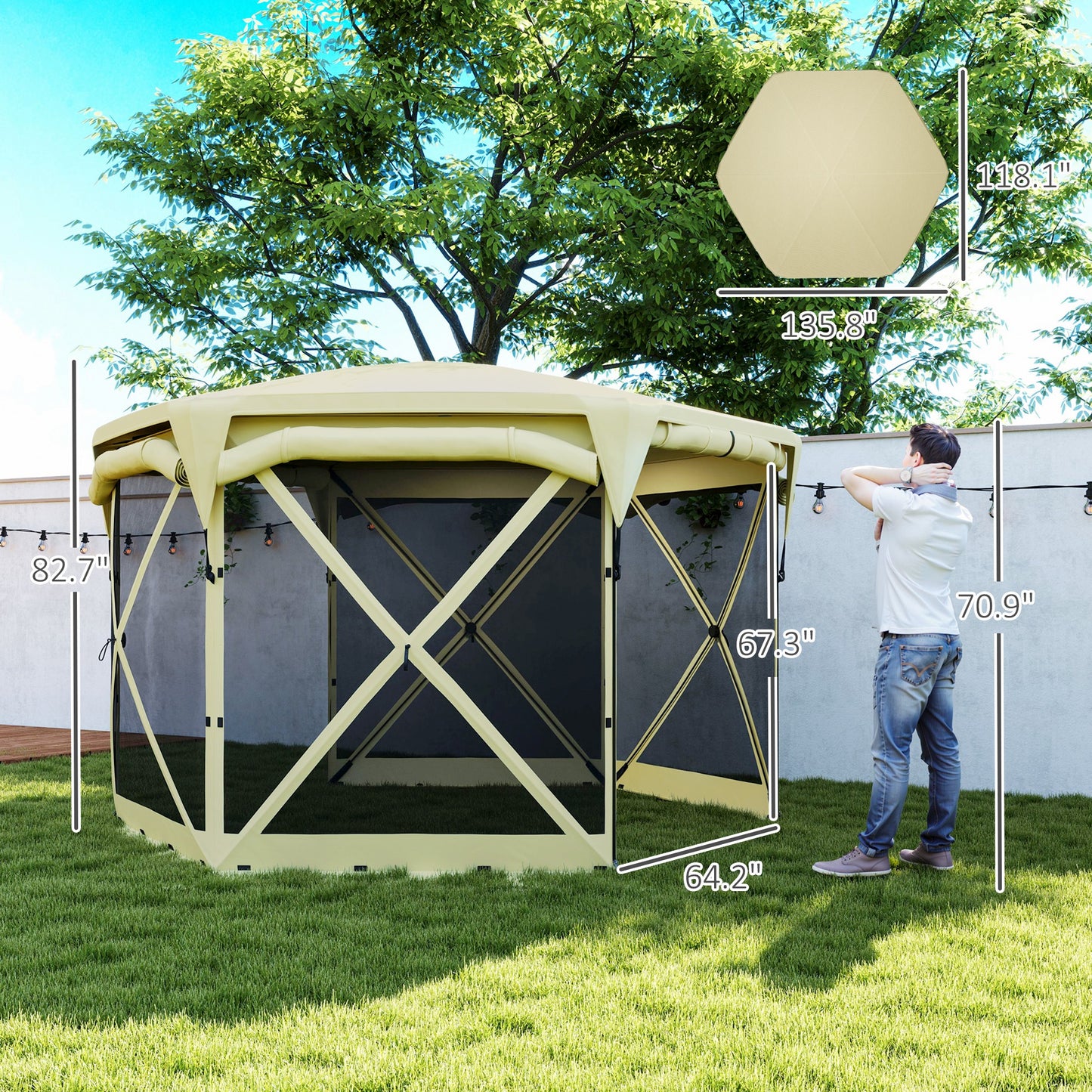 Pop-Up Gazebo Screen Tent - Portable Outdoor Canopy