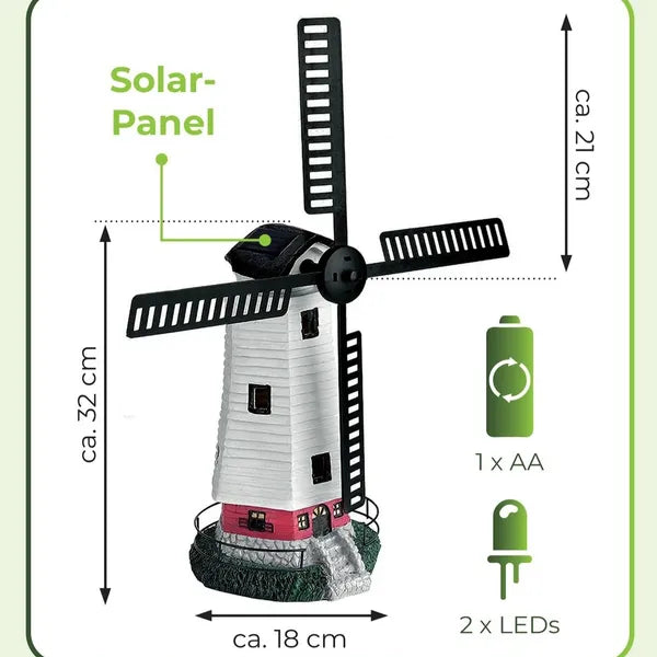 Solar Windmill Garden Light - LED Decorative Pond & Balcony Accent