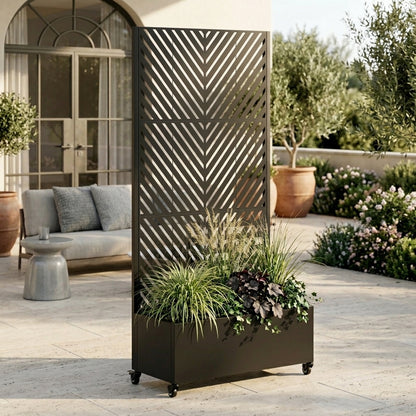 Metal Raised Garden Bed with Trellis - 73x35x16in Planter Box