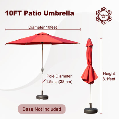 10ft Outdoor Patio Umbrella with Crank Tilt