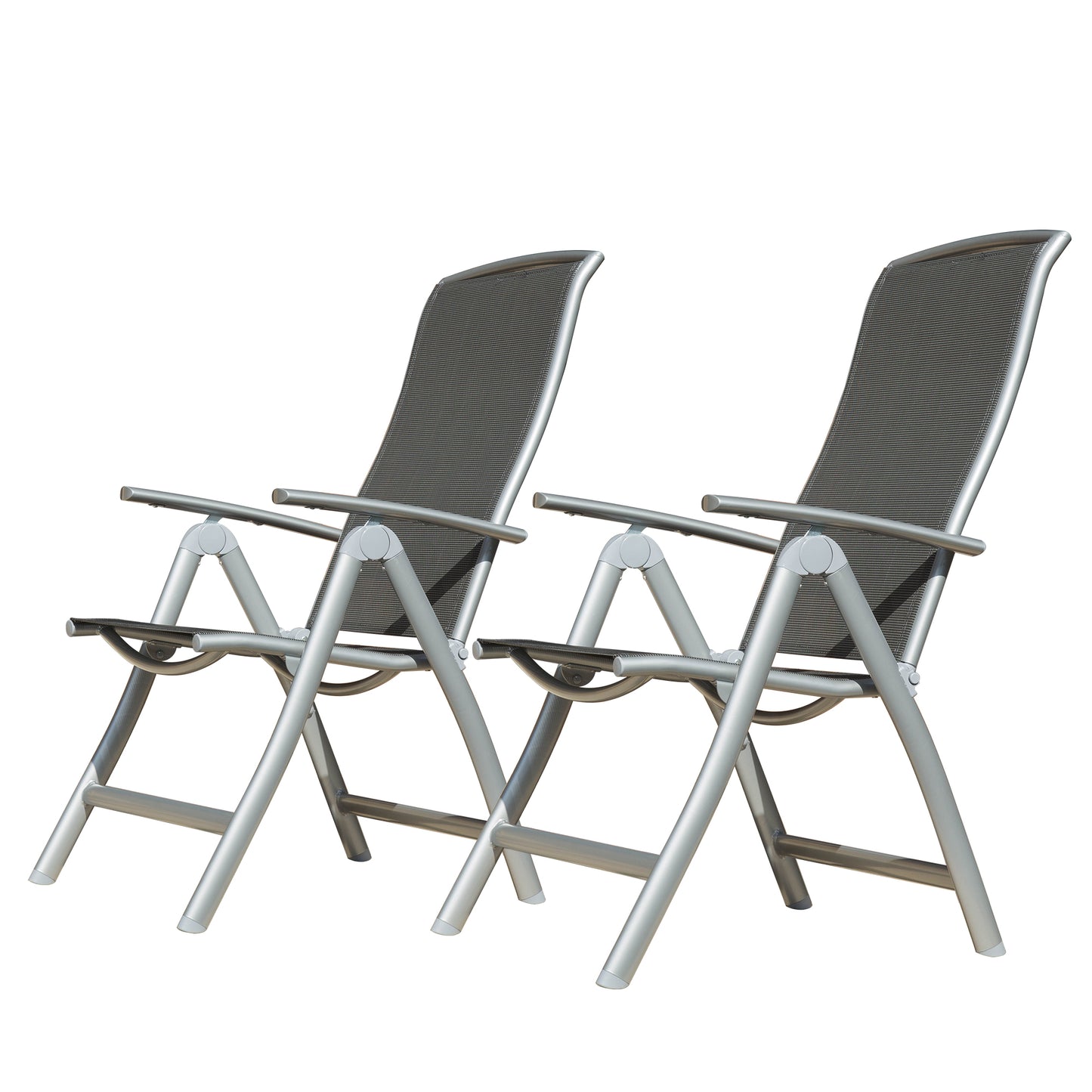 Folding Reclining Patio Chairs 2-Pack - Aluminum Frame Outdoor