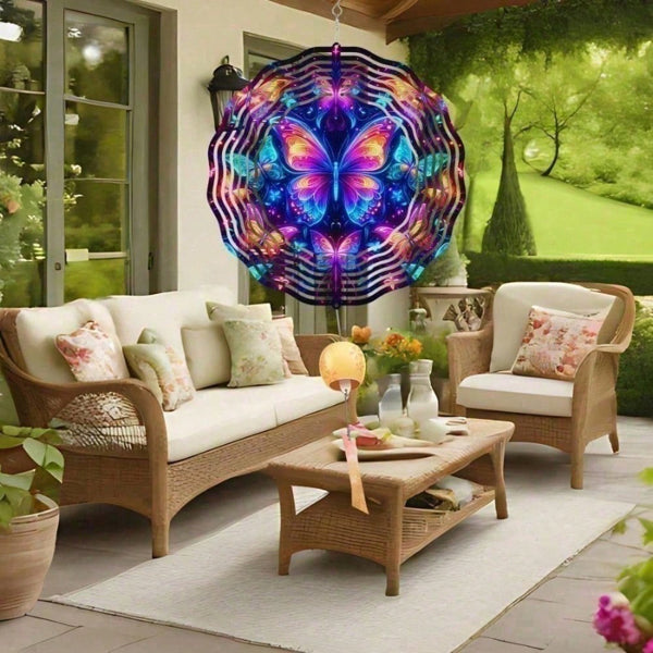 3D Butterfly Wind Spinner - Iron Kinetic Garden Yard Art