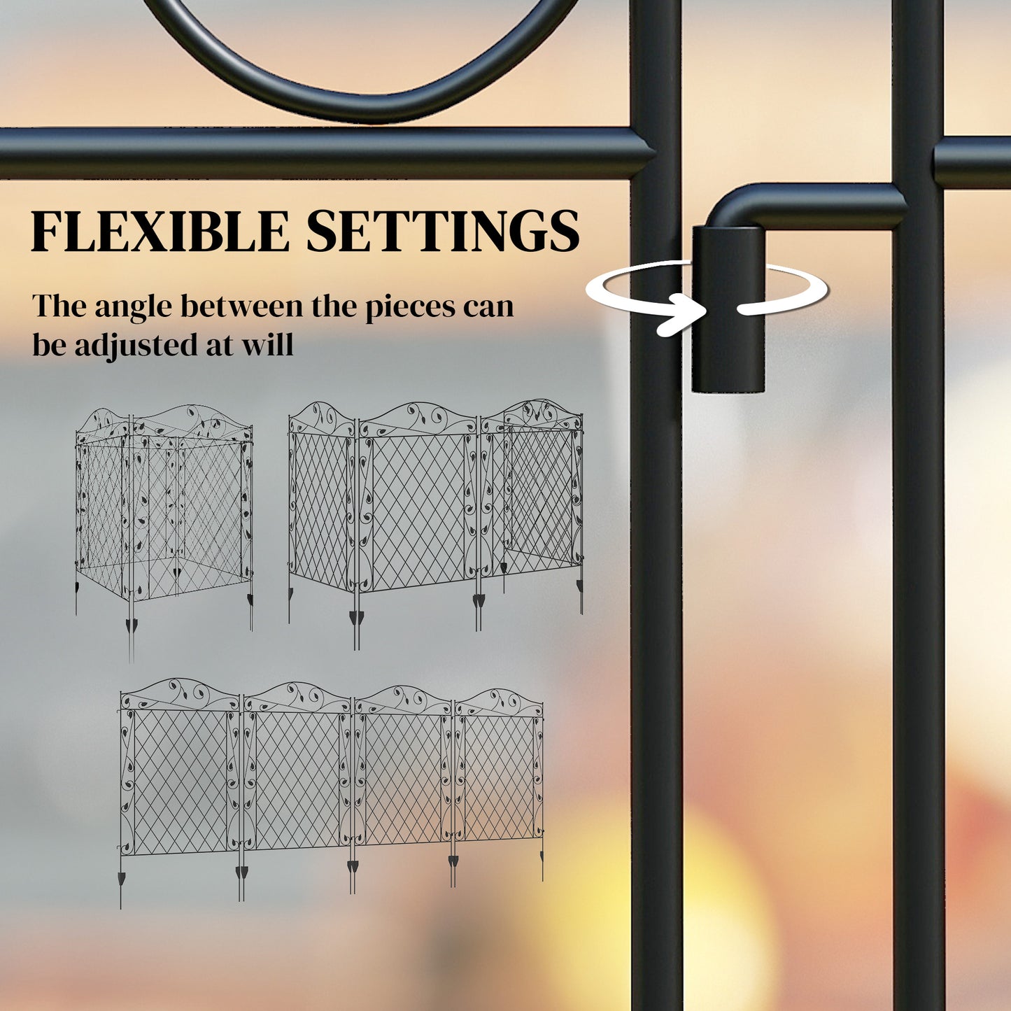 Steel Garden Fence 4-Pack - 11.5ft x 43in Yard Border Panels